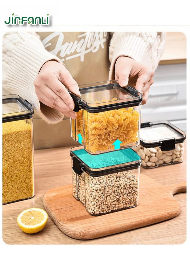 JINFANLI Airtight Food Storage Containers with Locking Lids, Cereal and Dry Goods Storage Jars, Kitchen and Pantry Organizer Jars for Cereal, Coffee, Rice, Flour and Sugar (460ml/Set of 6) - Image 4